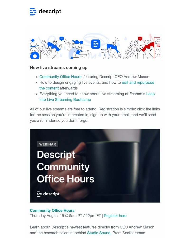 Descript - New upcoming live events