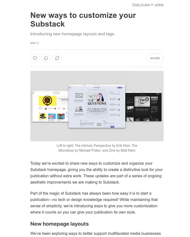 Substack - New ways to customize your Substack