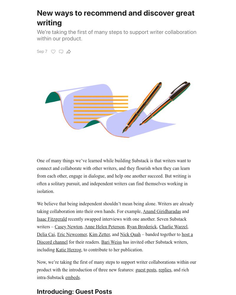 Substack - New ways to recommend and discover great writing