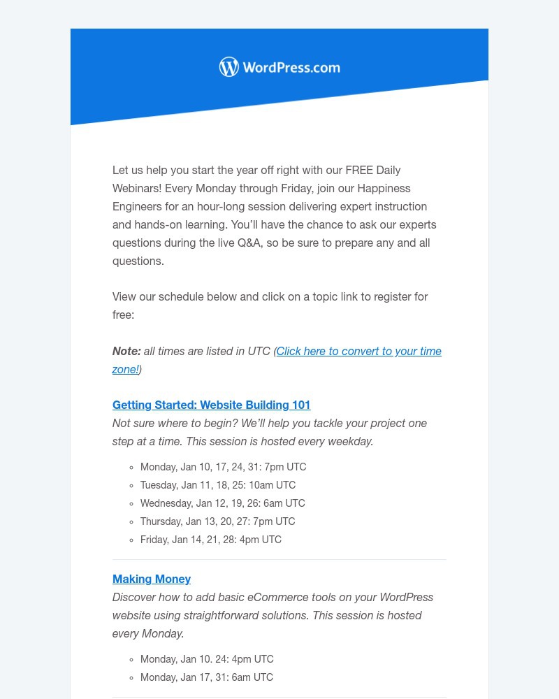 WordPress - New Year, New Website! Join Our Free WordPress.com Webinars