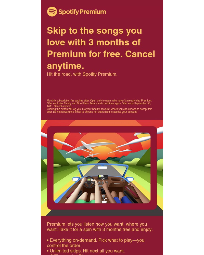 Spotify - Next stop: 3 months of Spotify Premium for free