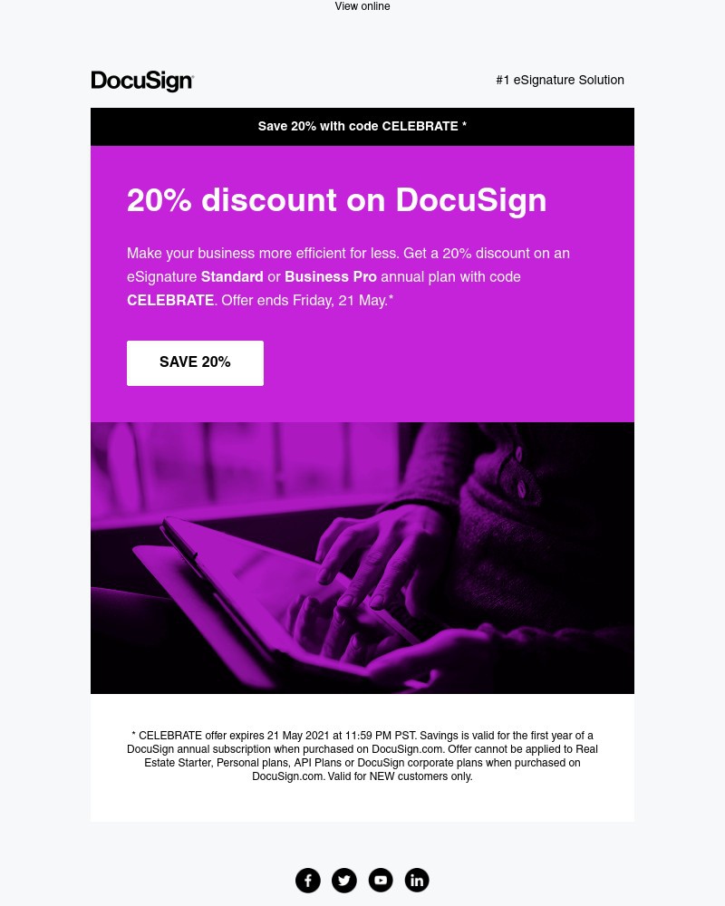 DocuSign - Incoming! 20% off DocuSign eSignature