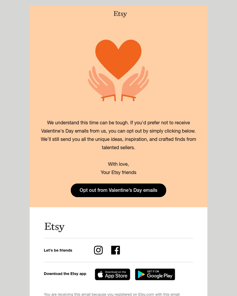 Etsy - Not interested in Valentine’s Day emails?