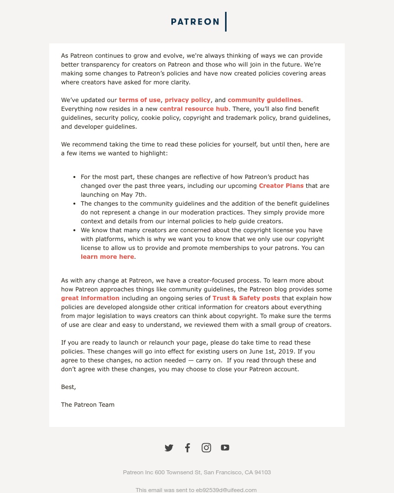 Patreon - Notice of policy updates + a central resource hub