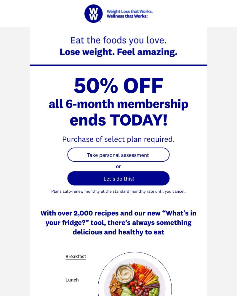 WW (Weight Watchers) - Now is your time! 50% off ends tonight!