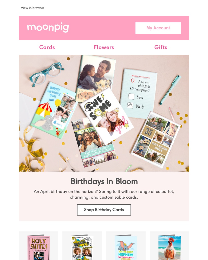 Moonpig - Now Sprouting: April Birthdays, Of Course! 🌈🌷