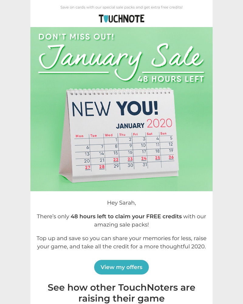 TouchNote - Only 48 hours left to get free credits in our sale! 👀