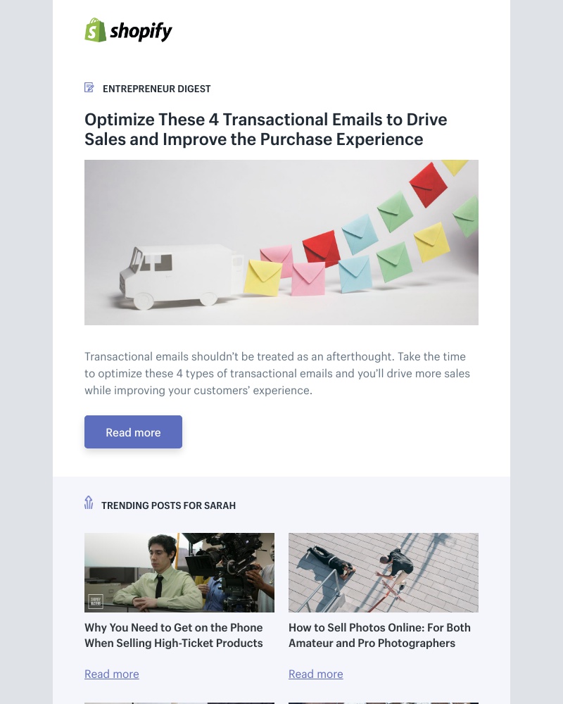 Shopify - Optimize These 4 Transactional Emails to Drive Sales and Improve the Purchase Experience