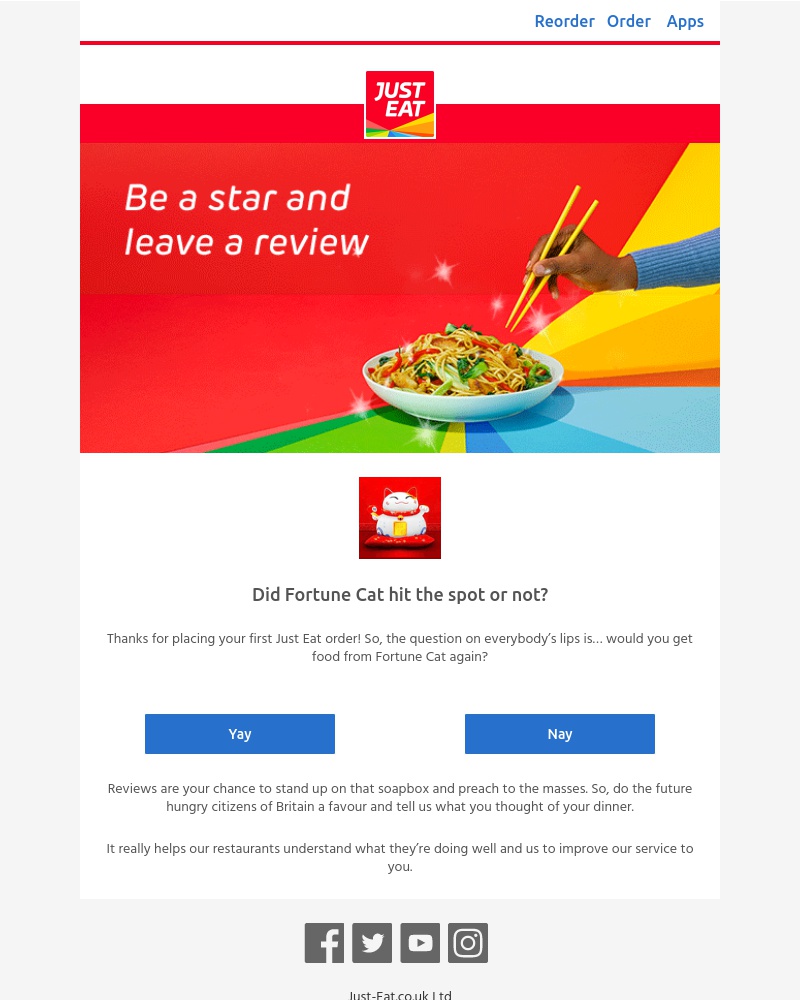 Just Eat - 👍 OR 👎  for Fortune Cat?