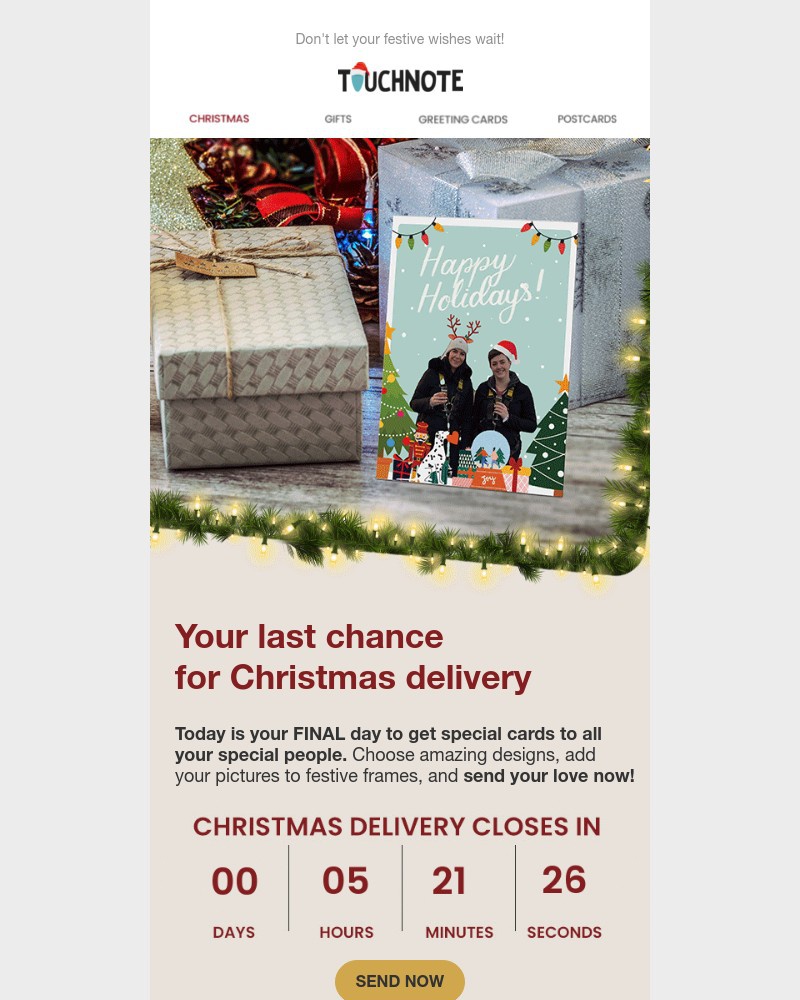 TouchNote - 📣🎅🏽 Order before 7pm for Christmas card delivery💌
