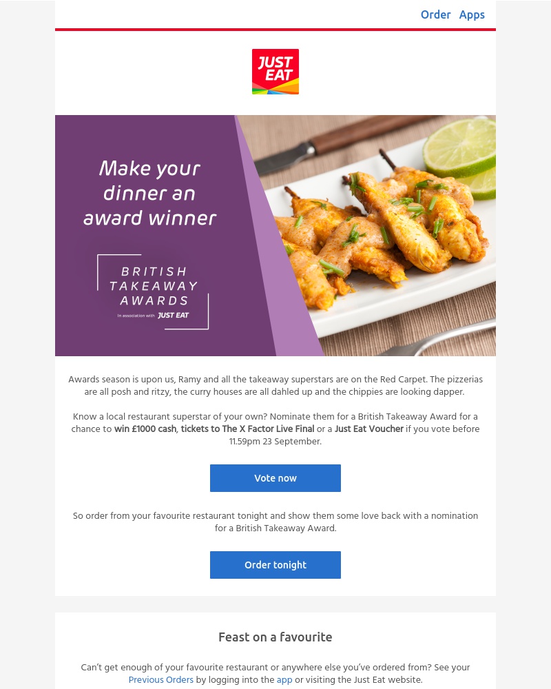 Just Eat - Order in food so good you’d give it a gold