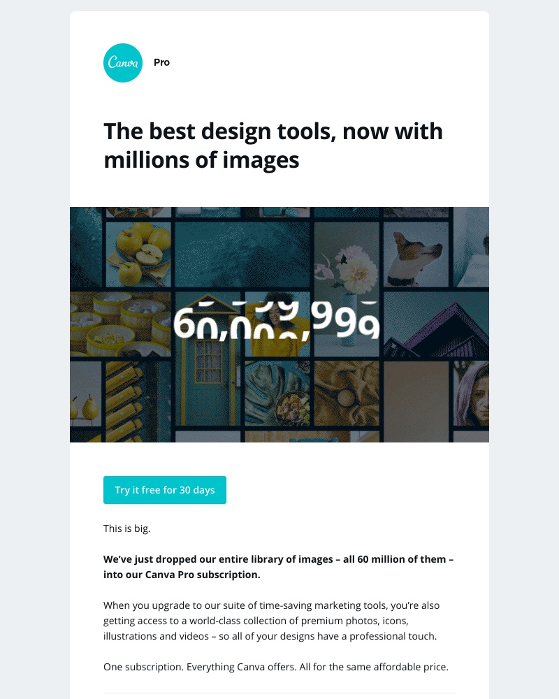 Canva - Our biggest news ever. Look like a Pro with one month FREE