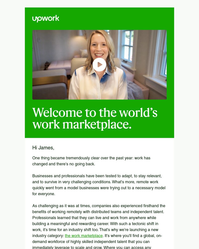Upwork - Our biggest news yet—from CEO Hayden Brown