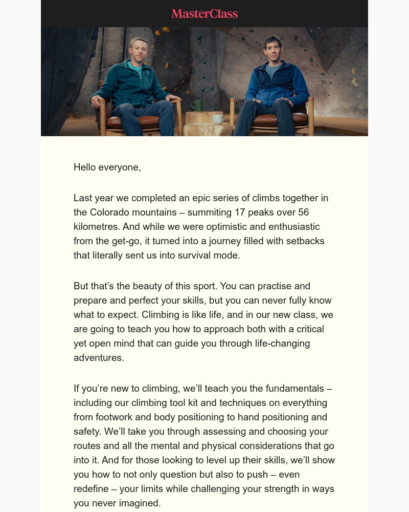  - Our class on rock climbing is here