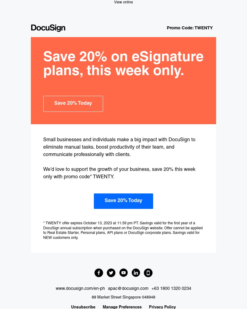  - Our gift to you: 20% off