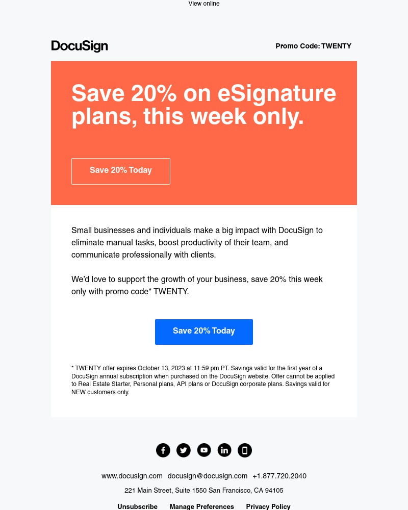  - Our gift to you: 20% off