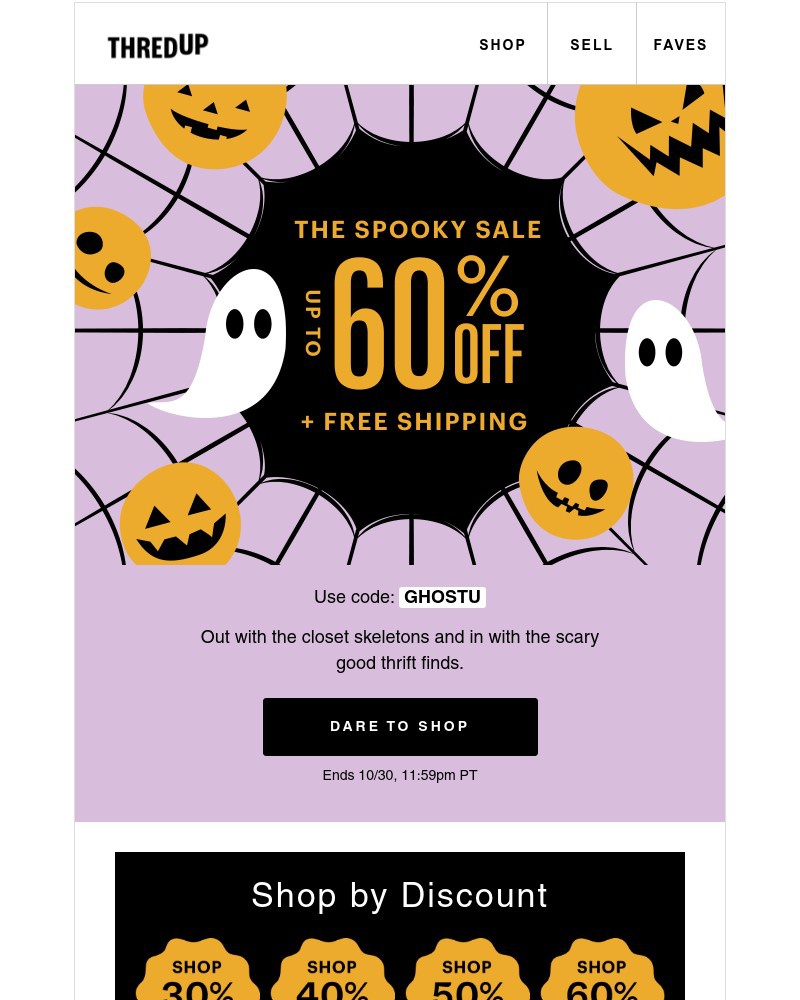 thredUP - Our treat 👻✨ Up to 60% off + free shipping