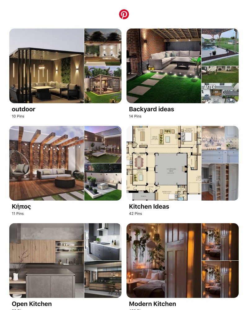 Pinterest - "outdoor", "Backyard ideas" and 7 other boards inspired by your recent activity