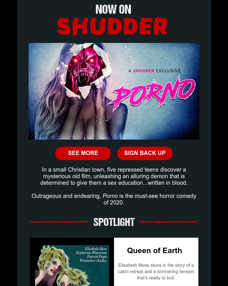 Shudder - Outrageous. Endearing. Must-See. Stream 'Porno' Now.