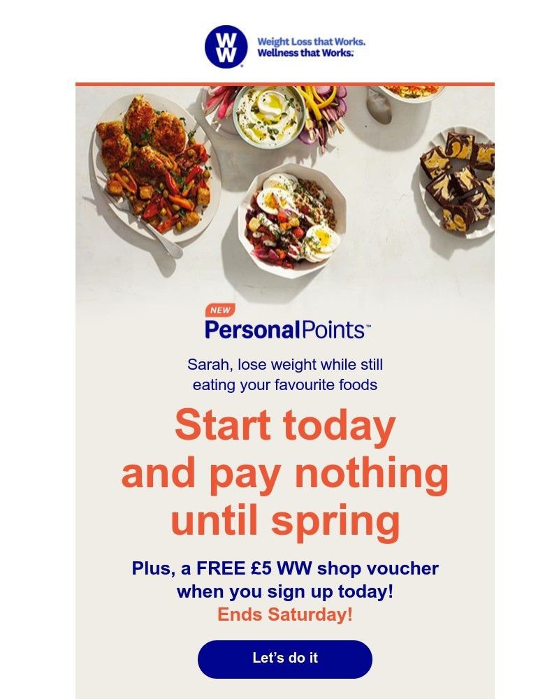 WW (Weight Watchers) - Pay £0 'til  Spring + £5 voucher - ENDS TOMORROW!