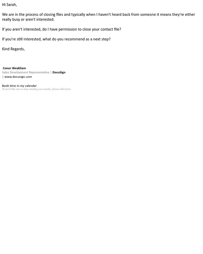 Docusign - Permission to close your file?