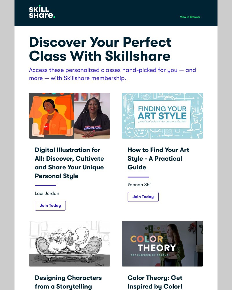 Skillshare - Personal Class Recommendations for Sarah