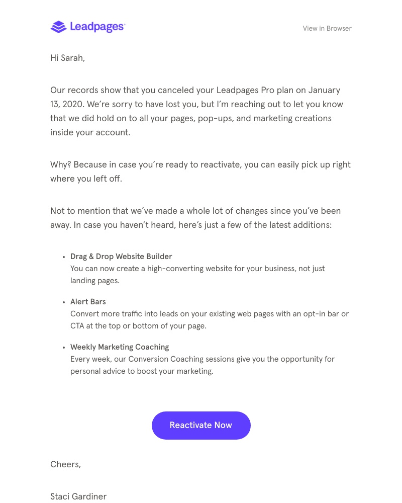 Leadpages - Pick up where you left off