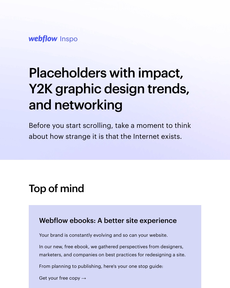 Webflow - Placeholders with impact, Y2K graphic design trends, and networking 🤝