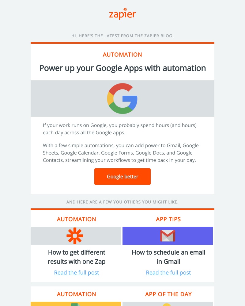 Zapier - Power up your Google Apps using automation