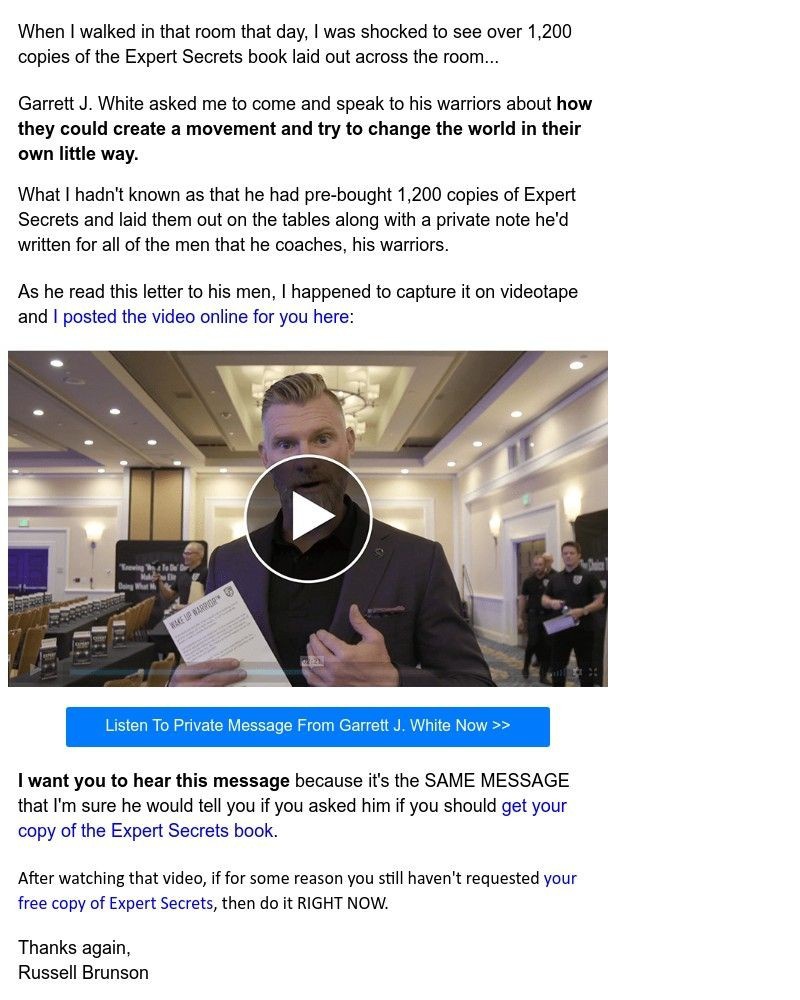 ClickFunnels - PRIVATE MESSAGE from Garrett (it's about the book)