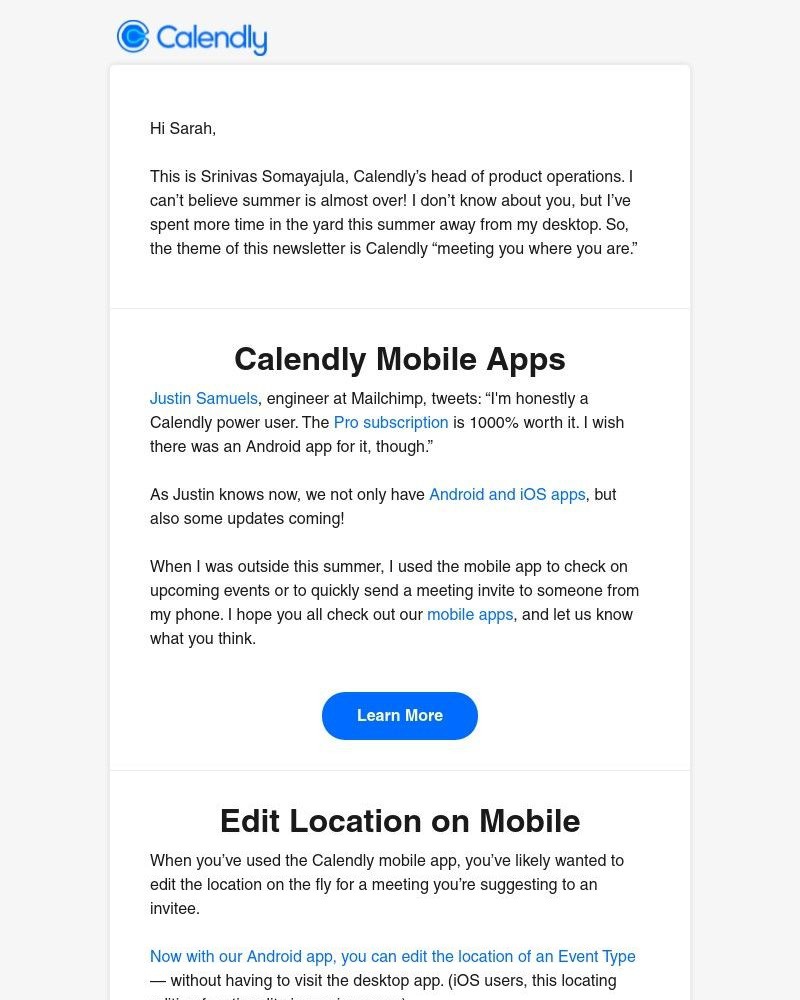 Calendly - Product Update - August 2021