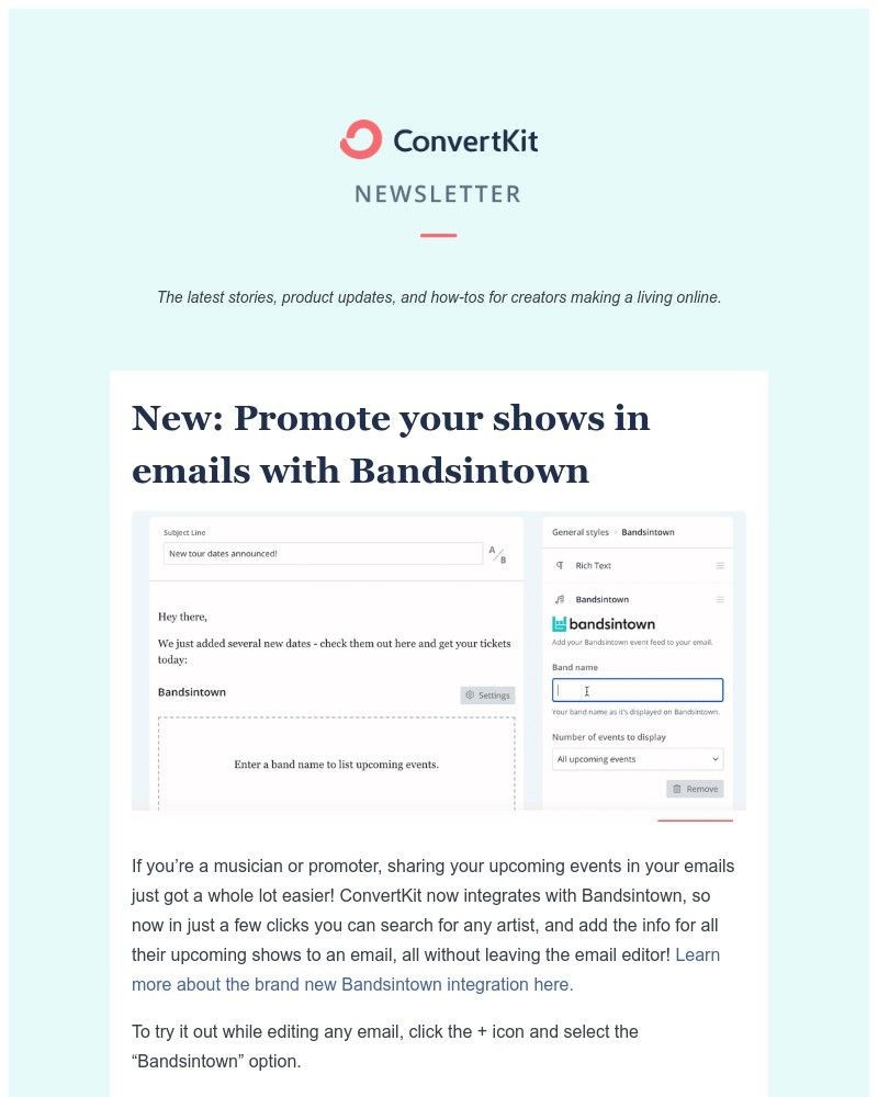 ConvertKit - Promote your shows + live events like a pro