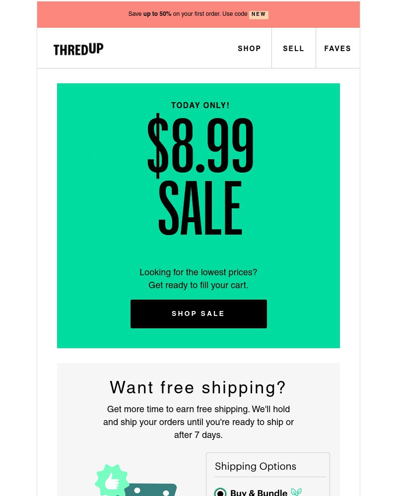 thredUP - Pst, there's a $8.99 sale going on! 😱