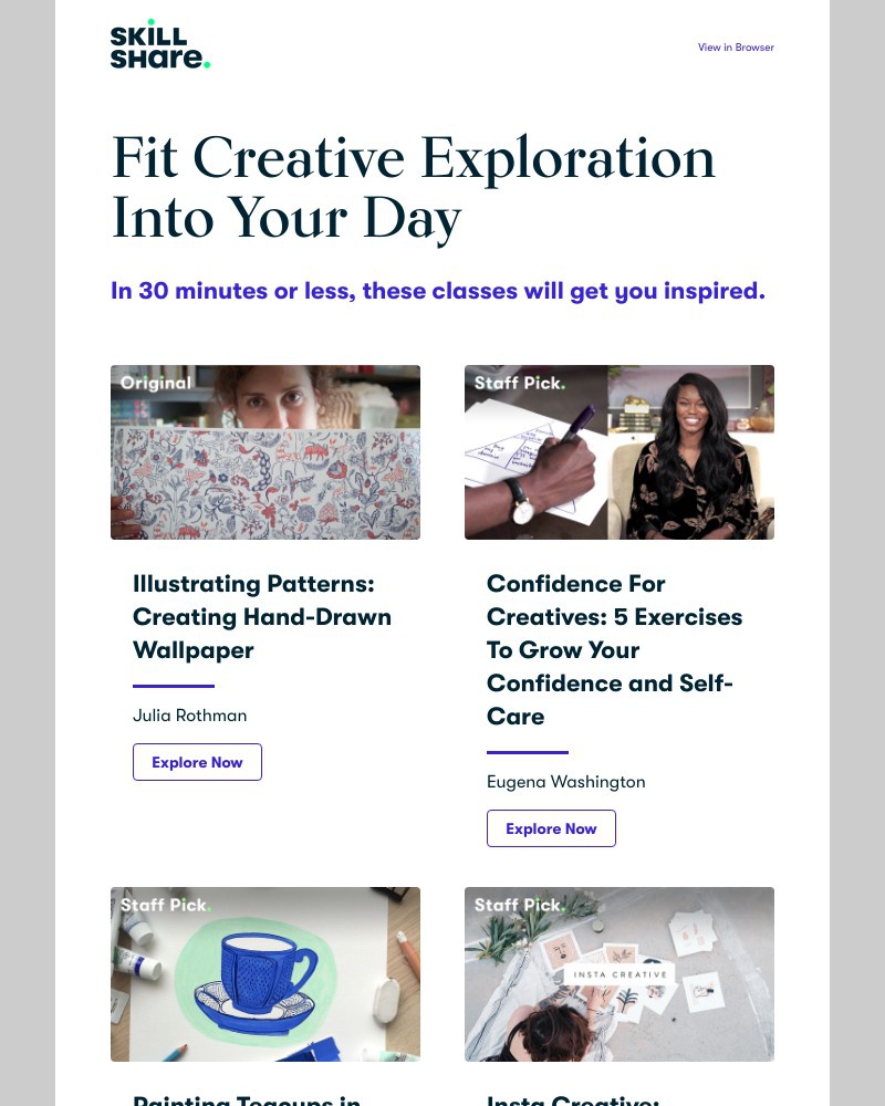 Skillshare - Quick classes to brighten your day
