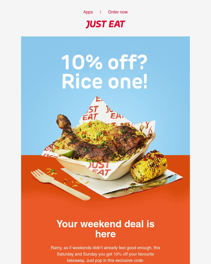 Just Eat - Ramy, 10% off for the weekend 🙌 Perfect combo