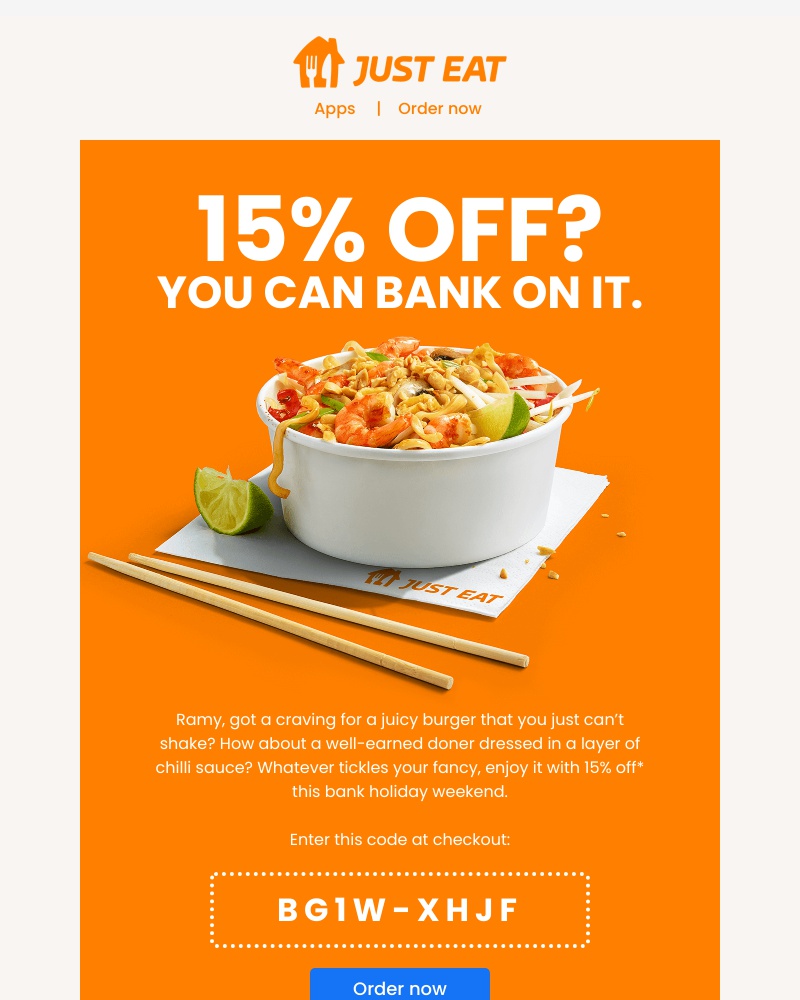 Just Eat - Ramy, 15% off? Let the weekend begin 😋