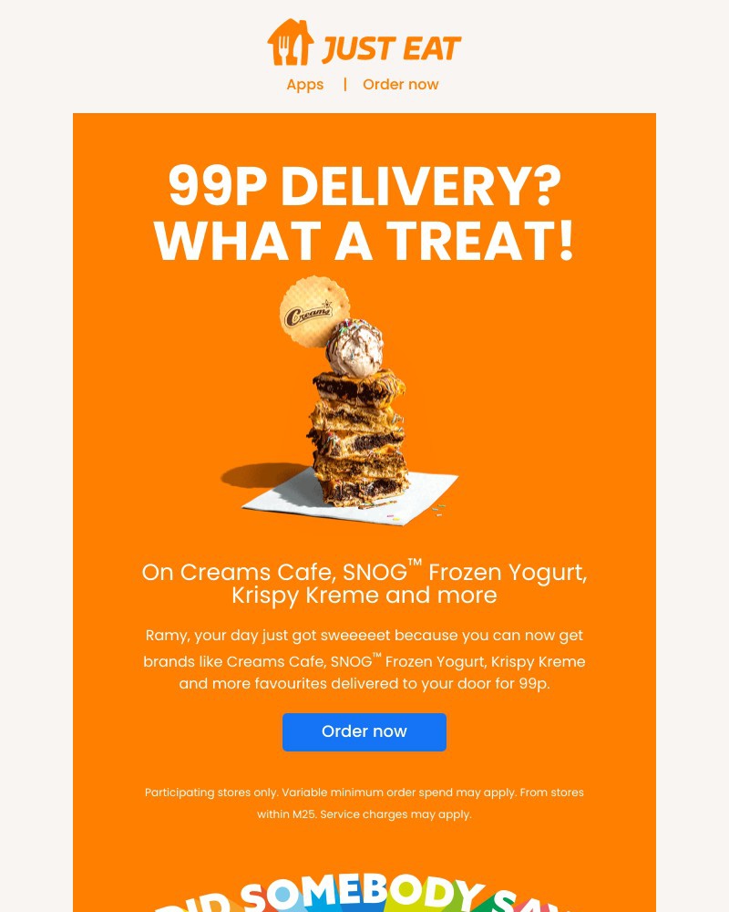Just Eat - Ramy, 99p delivery on your faves😍