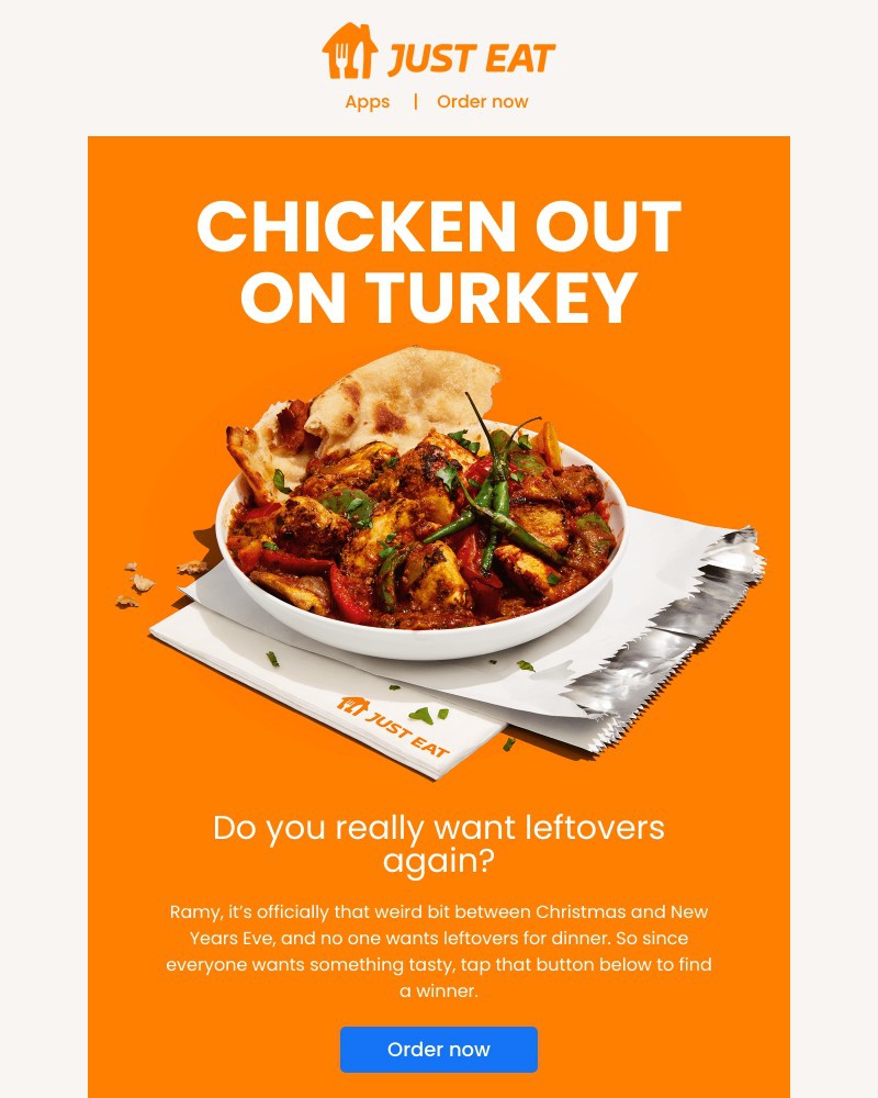 Just Eat -  Ramy, all turkeyed out? 👀  