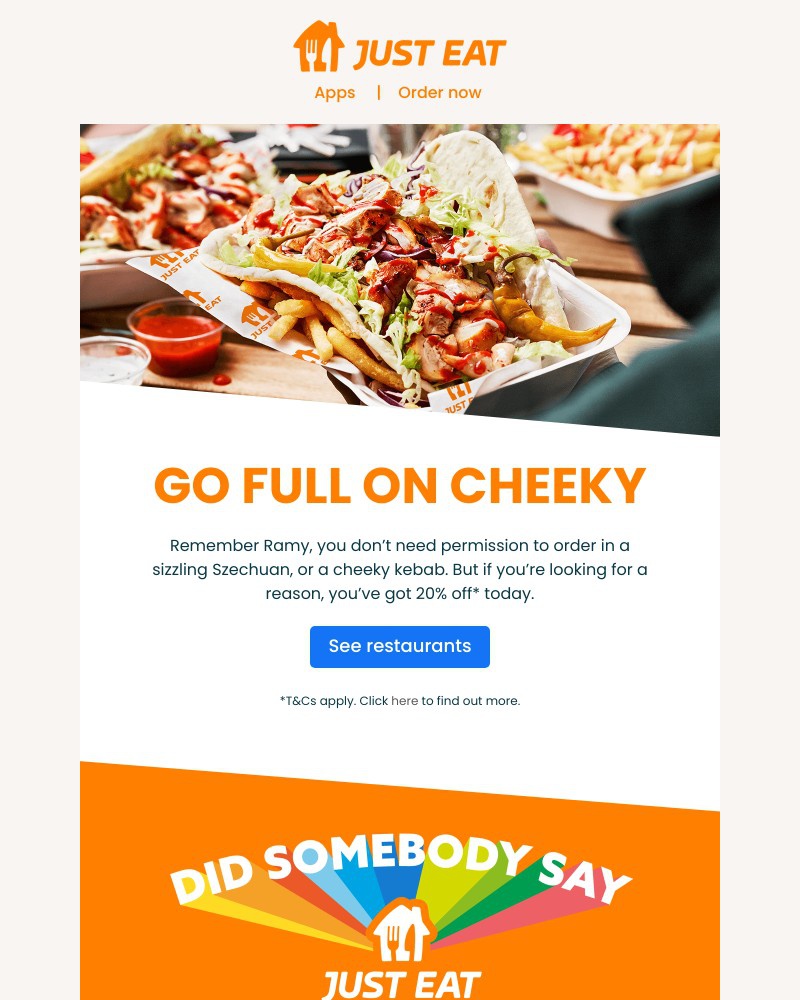 Just Eat - Ramy, be cheeky with 20% off 🙊