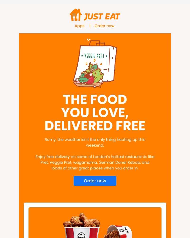 Just Eat - Ramy, enjoy free delivery in London this weekend 🛵☀️ 
