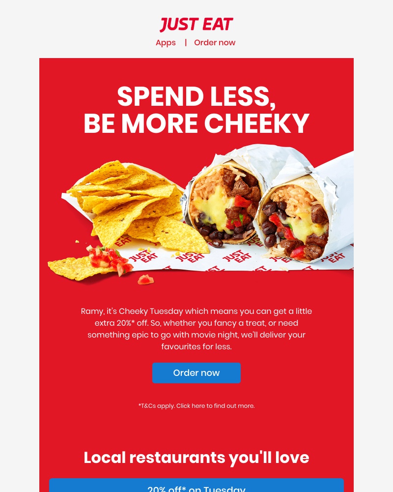 Just Eat - Ramy, enjoy great food for less 😋  