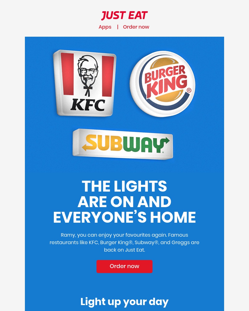 Just Eat - Ramy, famous restaurants are back on Just Eat!