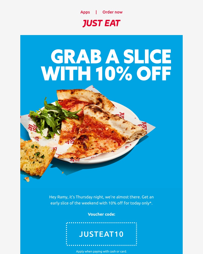 Just Eat - 🍽️ Ramy, get 10% off and an early slice of the weekend 🍕
