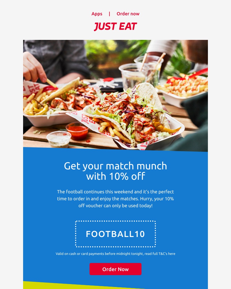 Just Eat - Ramy, get 10% off to enjoy with the football
