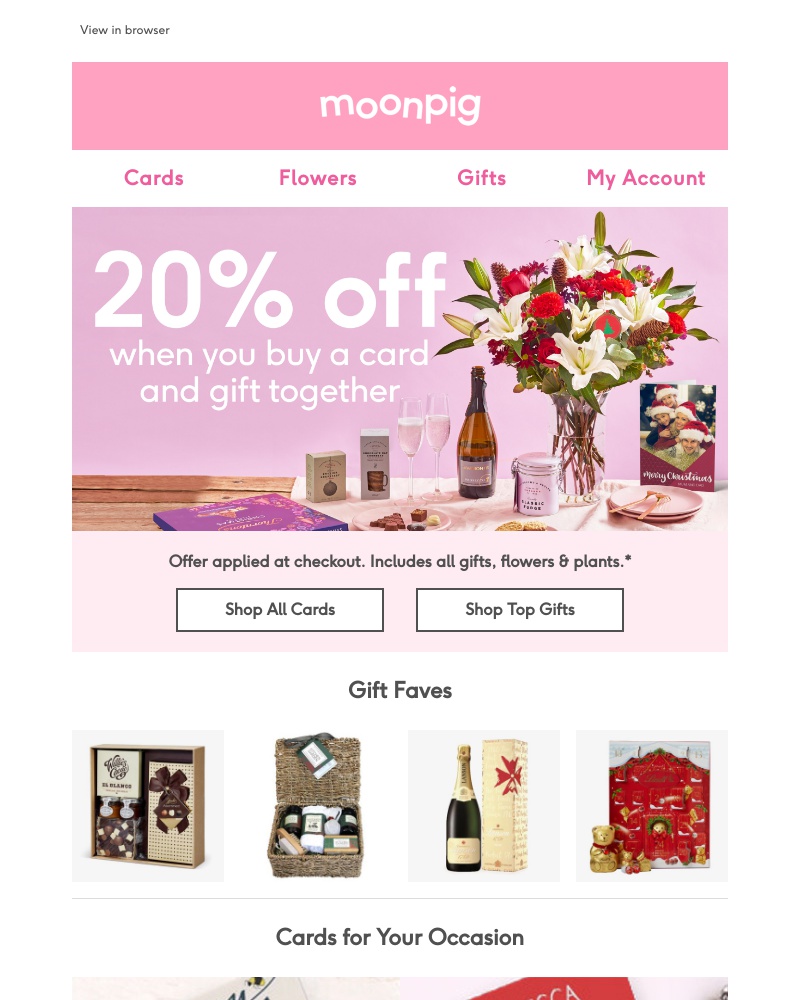 Moonpig - Ramy, get 20% off your card + gift!