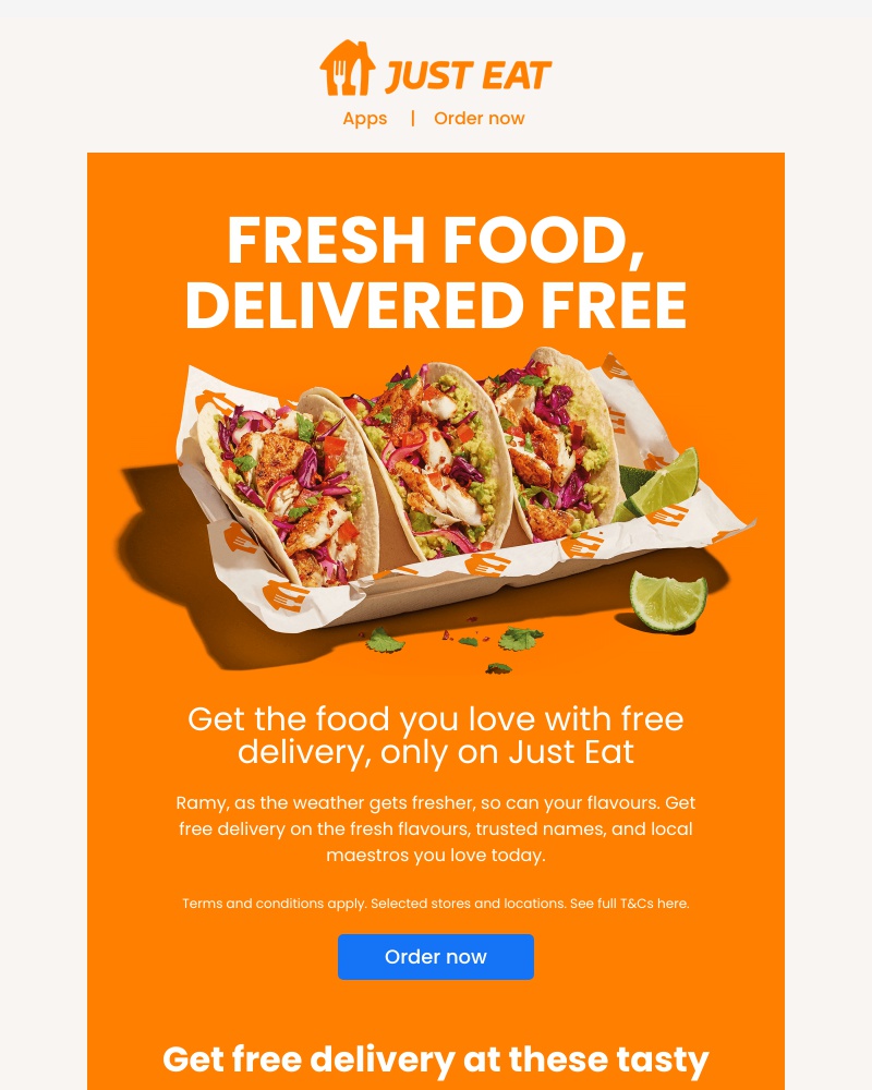 Just Eat - Ramy, get the food you love, delivered free 🌮