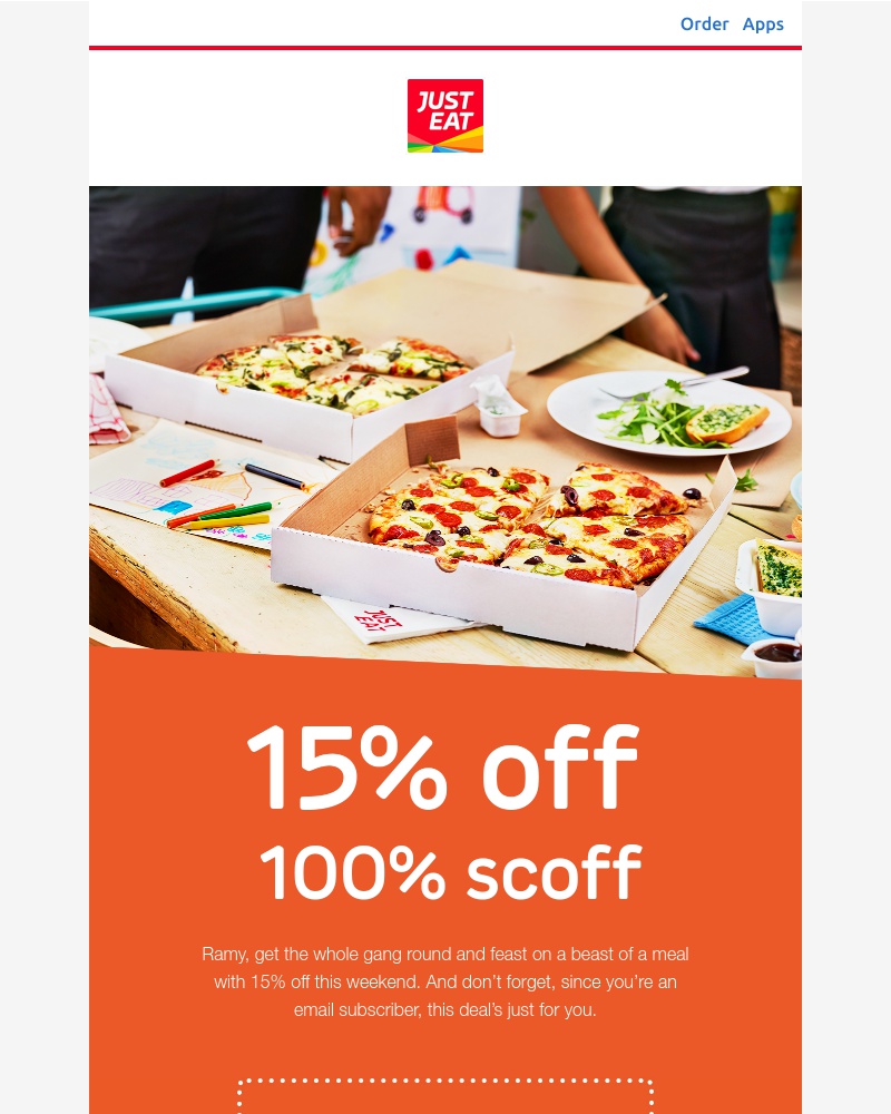Just Eat - Ramy, get your exclusive 15% off voucher here