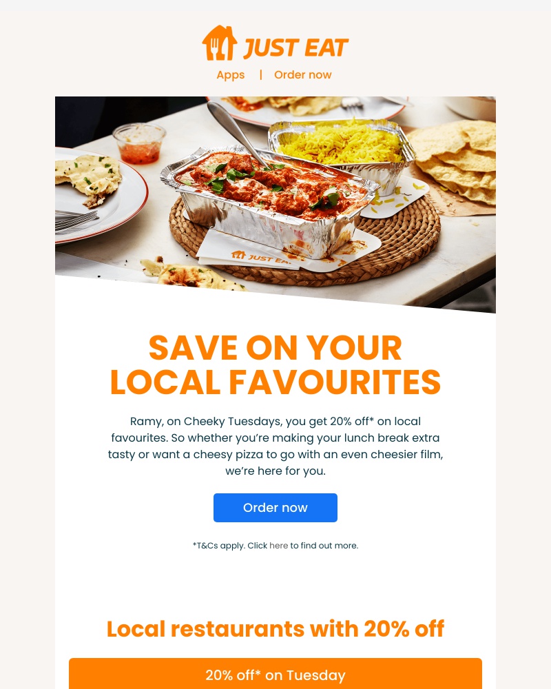 Just Eat - Ramy, make Tuesday more Tues-yay 🙌 