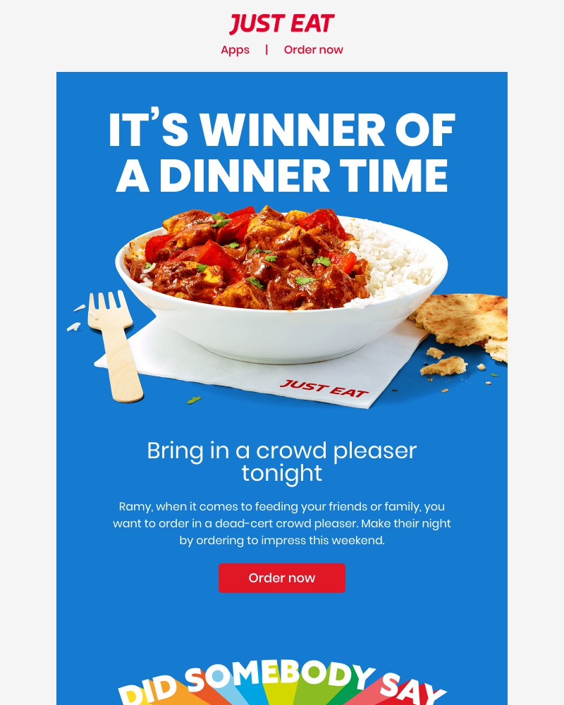 Just Eat - Ramy, order in a crowd pleaser tonight