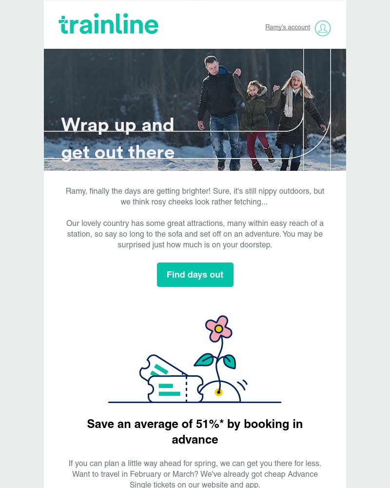 Trainline - Ramy, save an average of 51% on train travel this spring